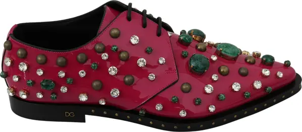 Pink Leather Crystals Dress Broque Shoes