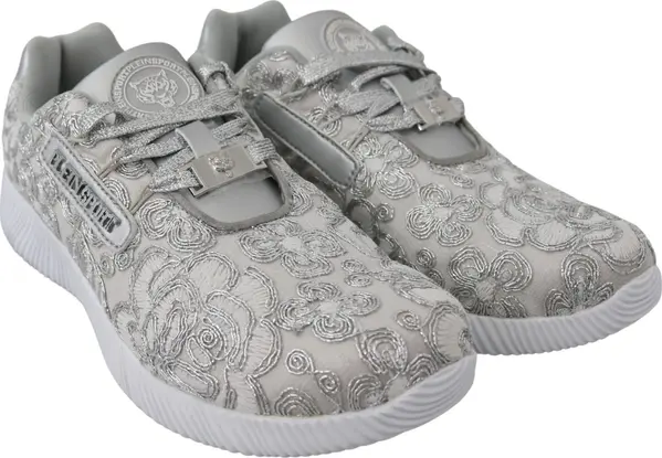 Silver Polyester Runner Joice Sneakers Shoes