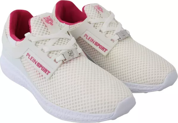 White Polyester Runner Becky Sneakers Shoes