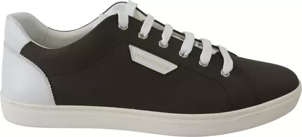 White Green Leather Low Top Sneakers Shoes