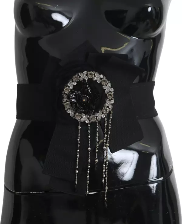 Black Crystal Brooch Wide Wai SATORIA Belt