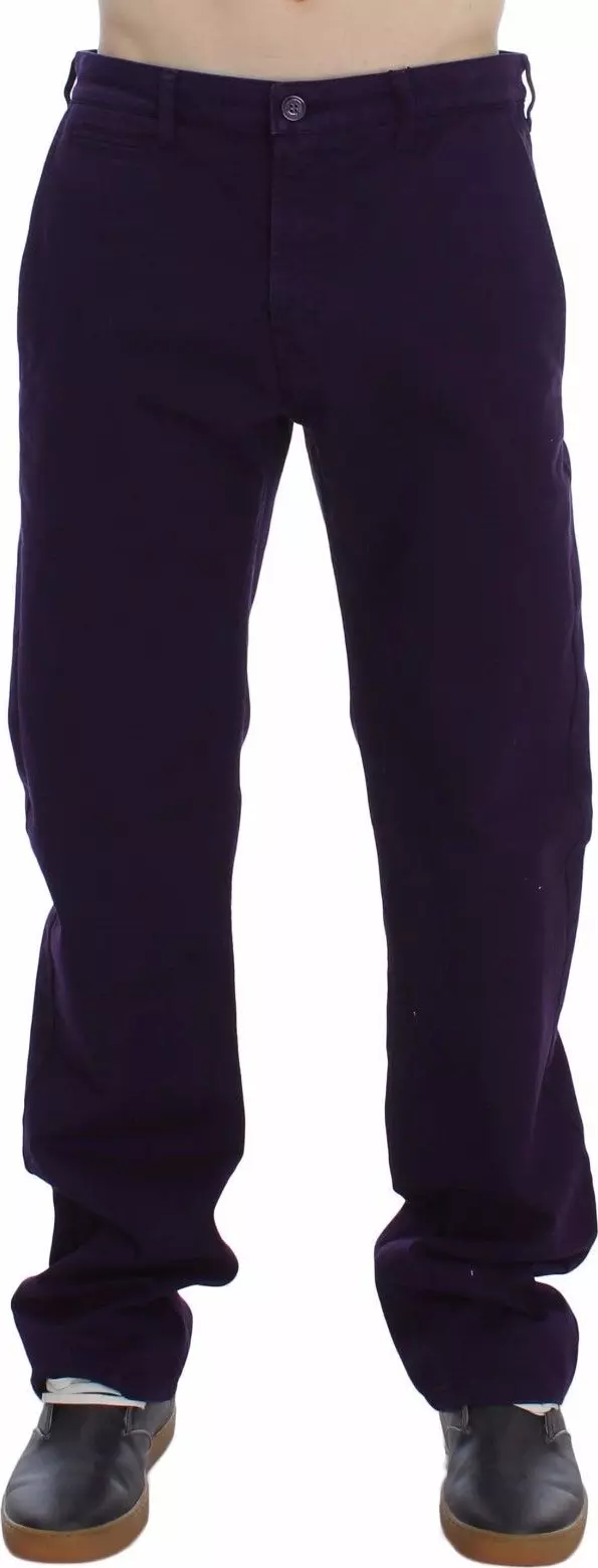 Purple Cotton Stretch Purple Fit  Pants