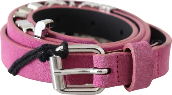 Pink Silver Chrome Metal Buckle Waist Belt