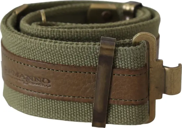 Green Leather Rustic Bronze Buckle Army Belt