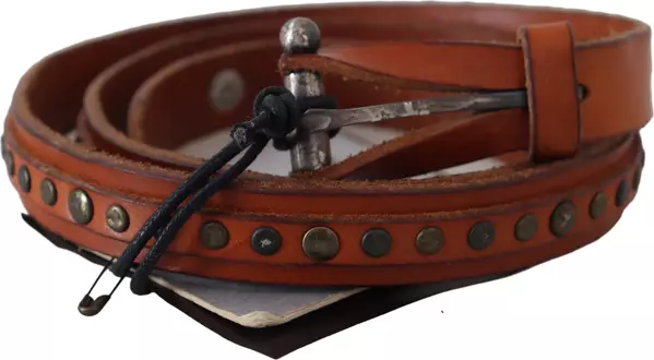 Brown Genuine Leather Rustic Silver Buckle Belt
