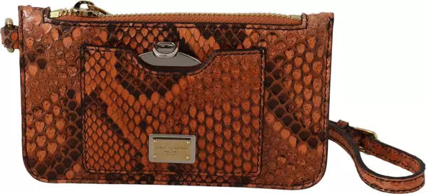 Brown Leather Coin Purse Wristlet Mirror AGNESE Wallet