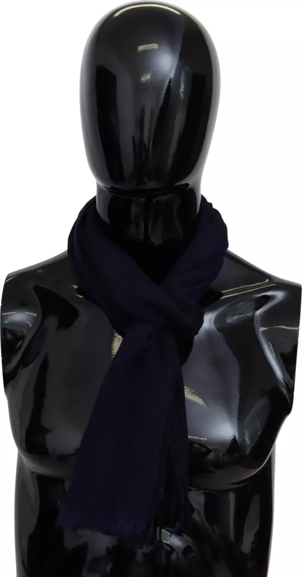 Blue Wool Knit Unisex Neck Wrap Scarf