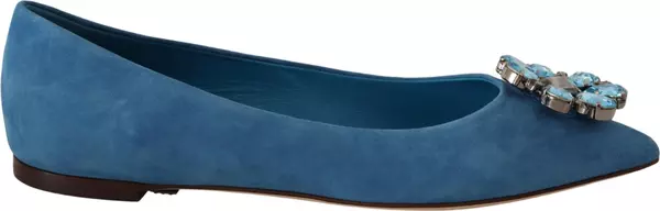 Blue Suede Crystals Loafers Flats Shoes
