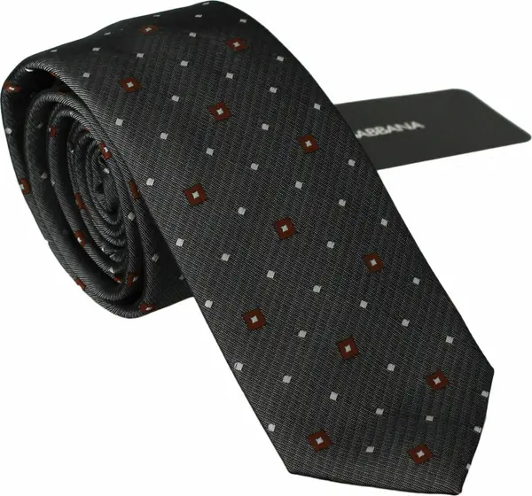 Gray Patterned Classic Mens Slim Necktie