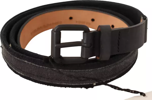 Black Leather Logo Buckle Waist Women Belt