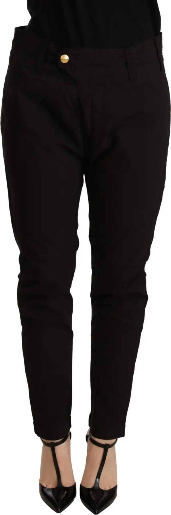 Black Mid Waist BAGGY Fit Skinny Trouser