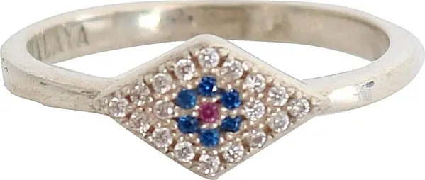 Blue Red CZ 925 Silver Womens Clear Ring