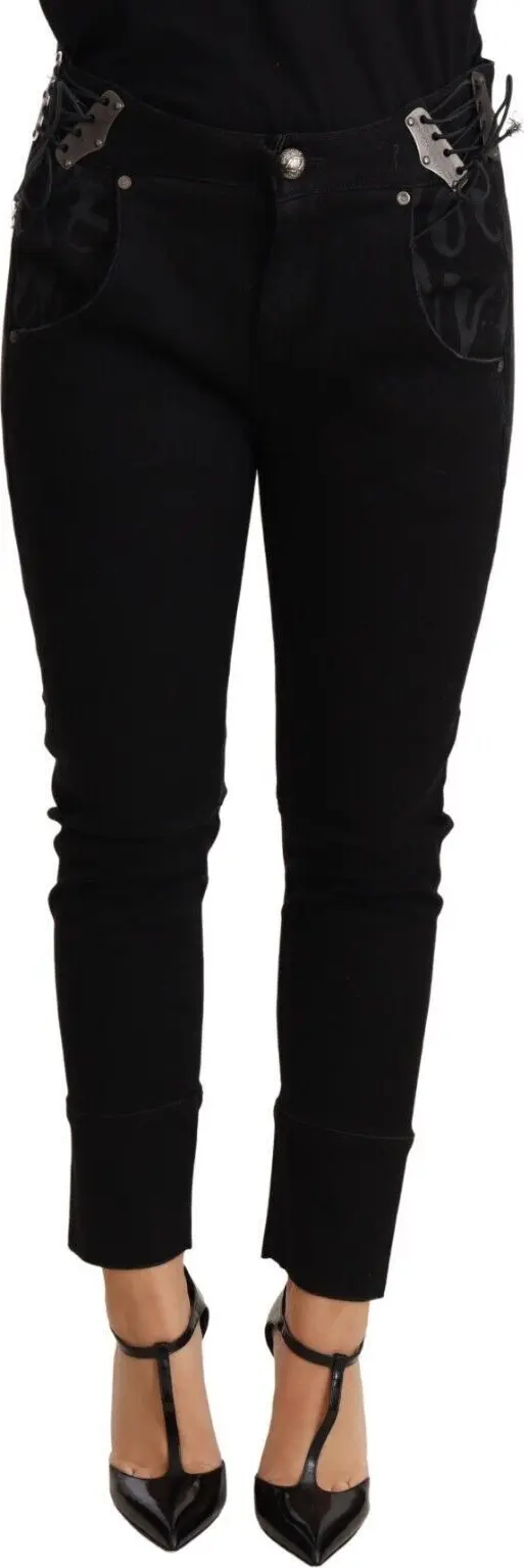 Black Low Waist Skinny Slim Trouser Cotton  Jeans