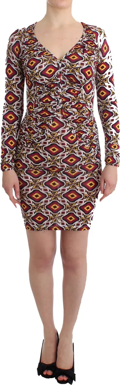 Multicolor Longsleeved Viscose Shift Dress