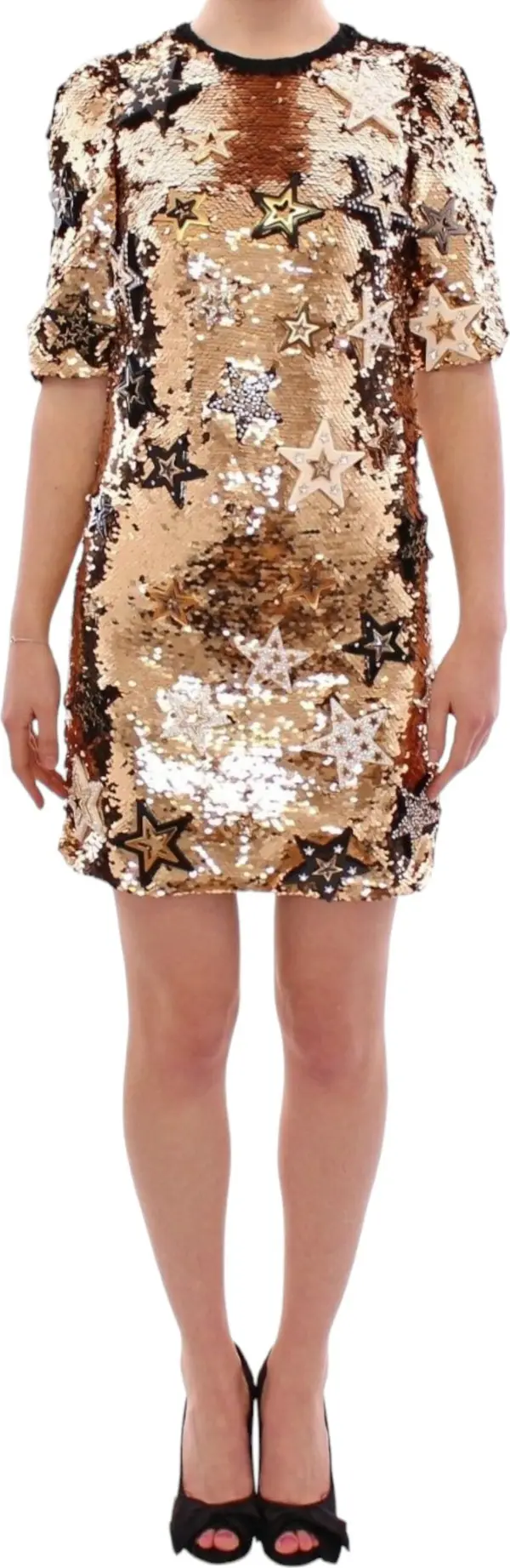 Masterpiece gold sequined crystal swarovski dress
