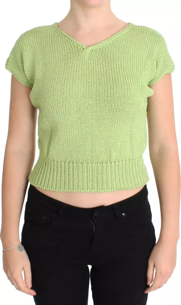 Green Cotton Blend Knitted Sweater