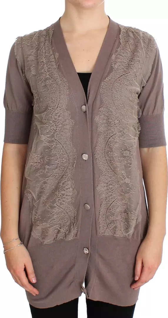 Purple Lace Cotton Cardigan Sweater