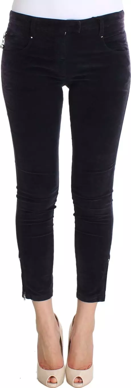 Purple Cropped Corduroys Jeans