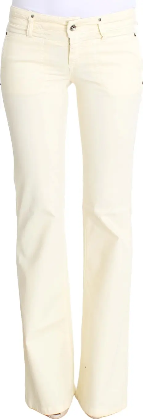White Cotton Stretch Flare Jeans