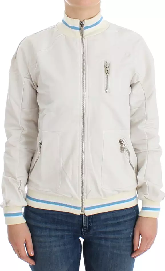 White Mock Zip Cardigan Sweatshirt Sweater