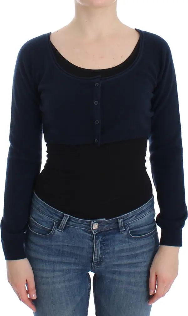Blue Cashmere Cardigan Sweater