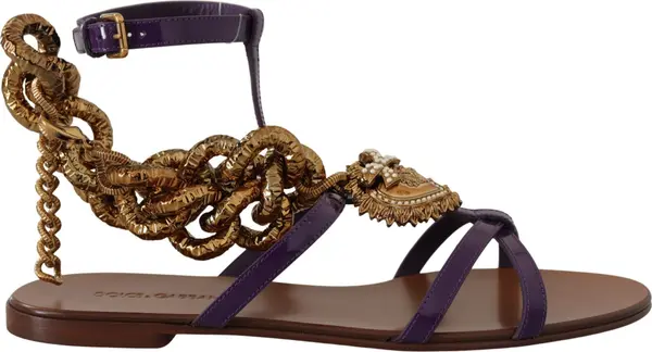 Purple Leather Devotion Flats Sandals Shoes
