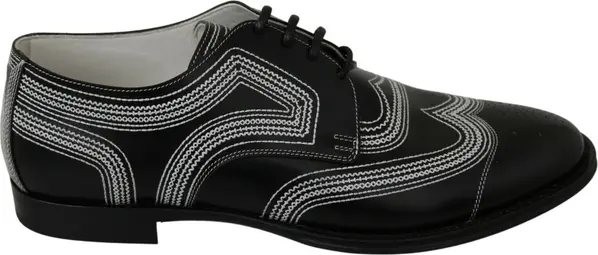 Black Leather Derby Formal White Lace Shoes