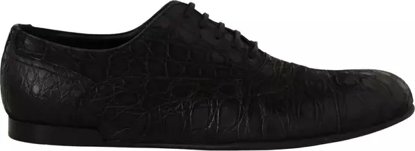 Black Caiman Leather Mens Oxford Shoes