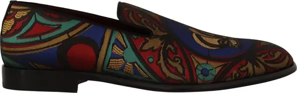 Multicolor Jacquard Crown Slippers Loafers Shoes