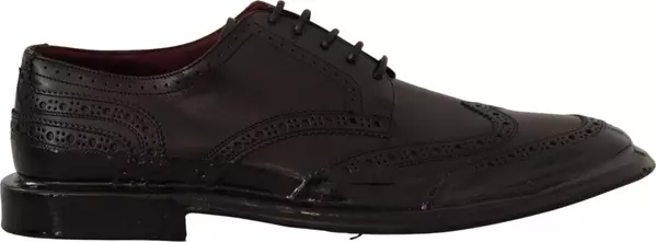 Black Leather Oxford Wingtip Formal Derby Shoes