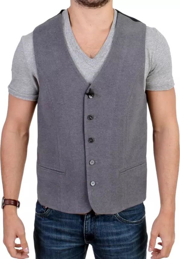 Gray cotton blend casual vest