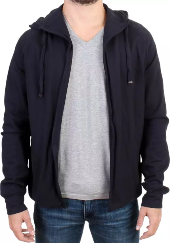 Blue hooded cotton sweater