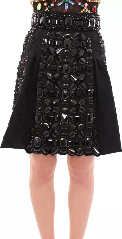 Black Crystal Handmade Above Knee Skirt