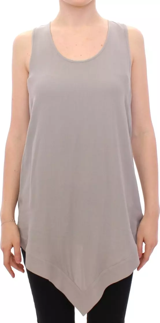 Gray Viscose Tank Top Shirt Blouse