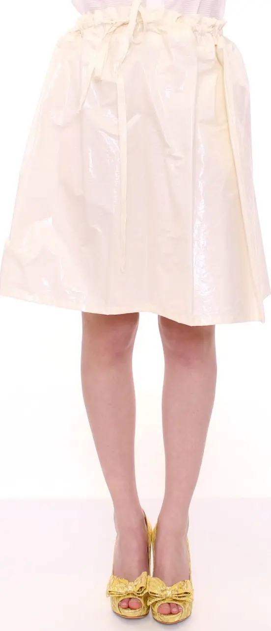 White Above-Knee Stretch Waist Strap Skirt