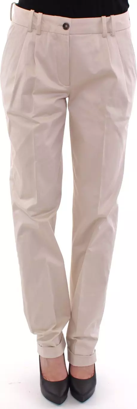 Beige Cotton Chinos Pants