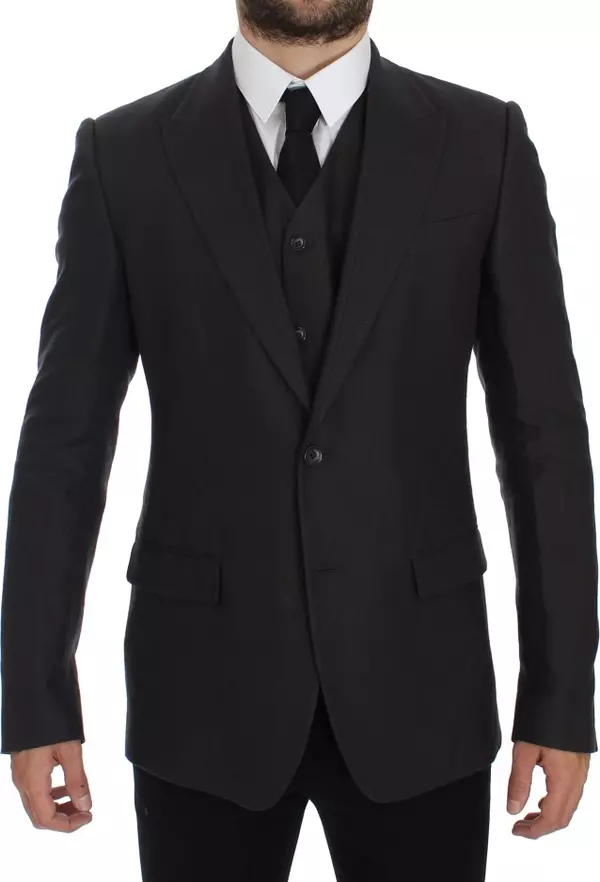 Gray Slim Fit Linen Blazer Jacket