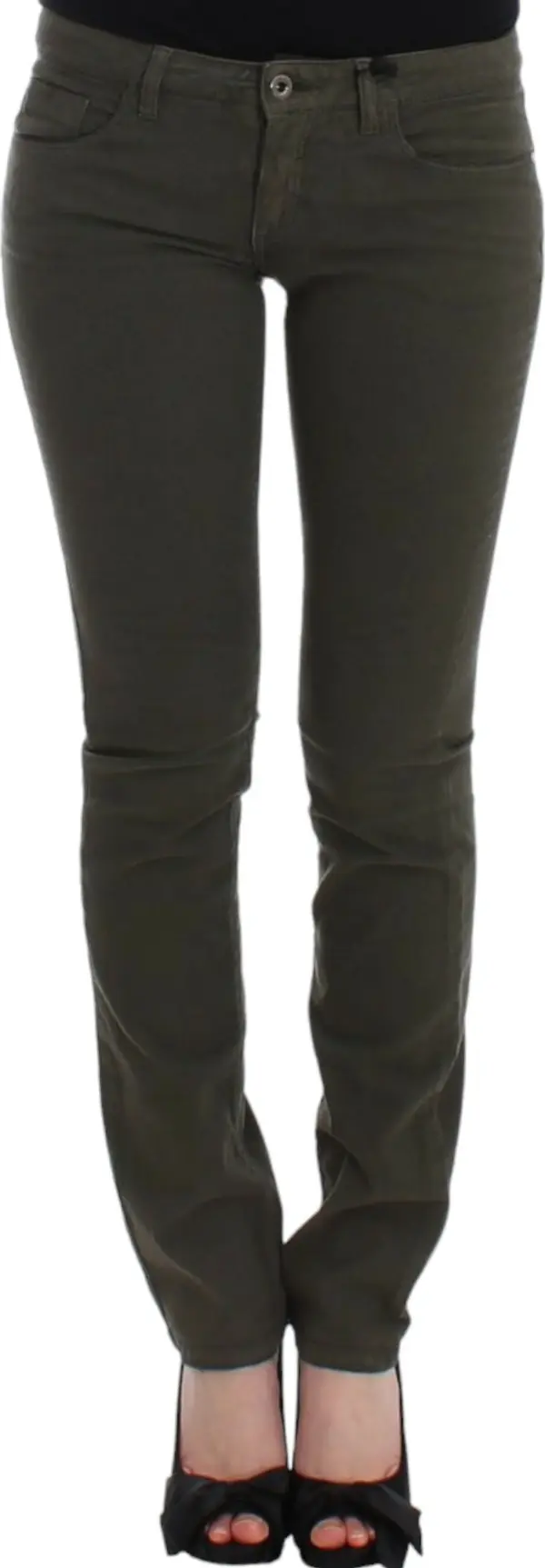 Green slim leg jeans