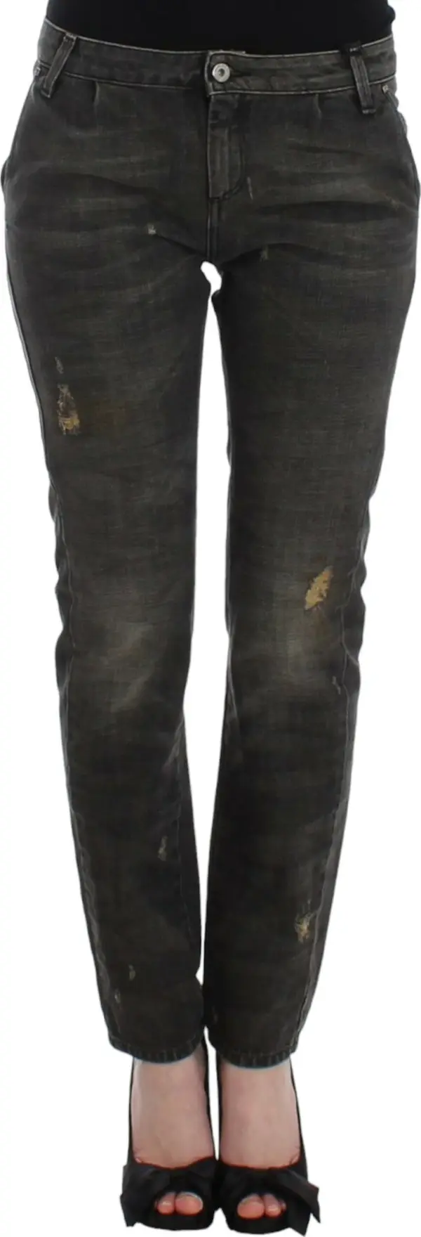 Gray distressed jeans