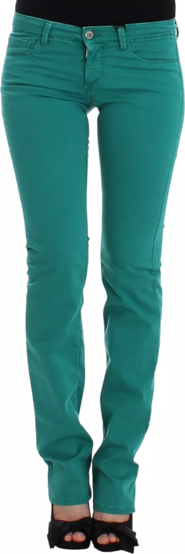 Green straight leg jeans