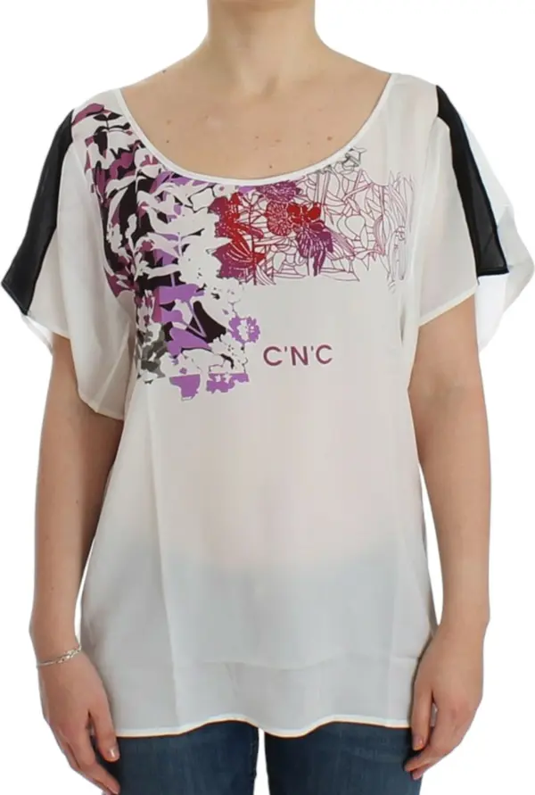 White motive print blouse