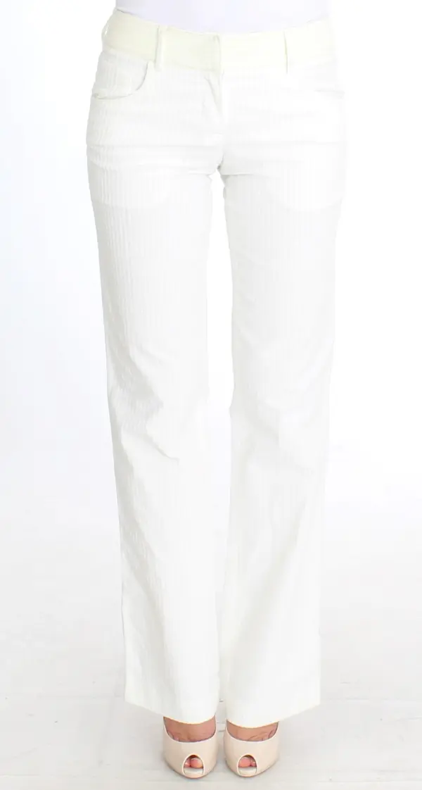 White Striped Straight Fit Pants