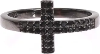Black CZ Cross Rhodium 925 Ring