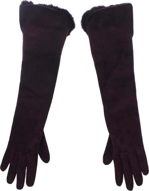 Purple Mink Fur Goatskin Suede Leather Gloves