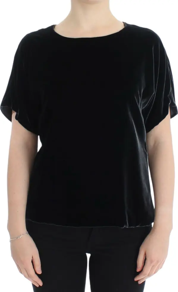 Black velvet shortsleeved blouse