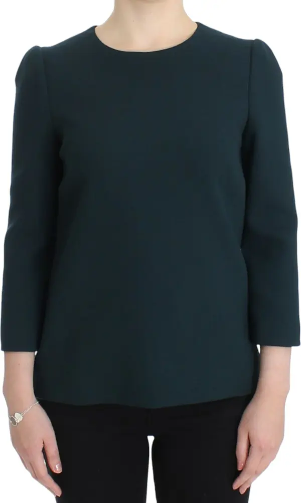Green 3/4 sleeve wool blouse