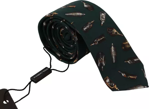 Black Bottle Fantasy Print Silk Adjustable Accessory Tie