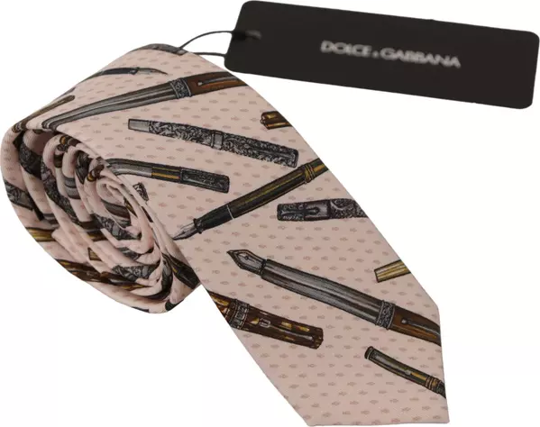 Pink Pen Dots Print 100% Silk Adjustable Neck Accessory Tie