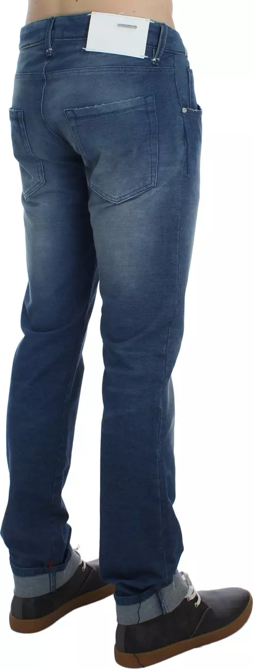 Blue Wash Denim Cotton Stretch Slim Fit Jeans