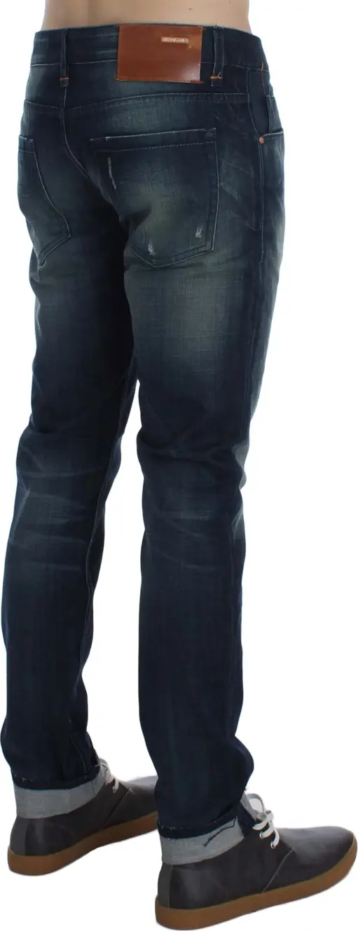 Blue Wash Cotton Denim Slim Fit Jeans